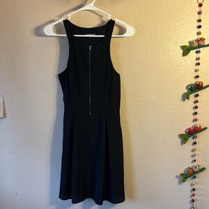 EXPRESS  Little Black dress with brass colored Zipper Sleeveless slinky Dress EU